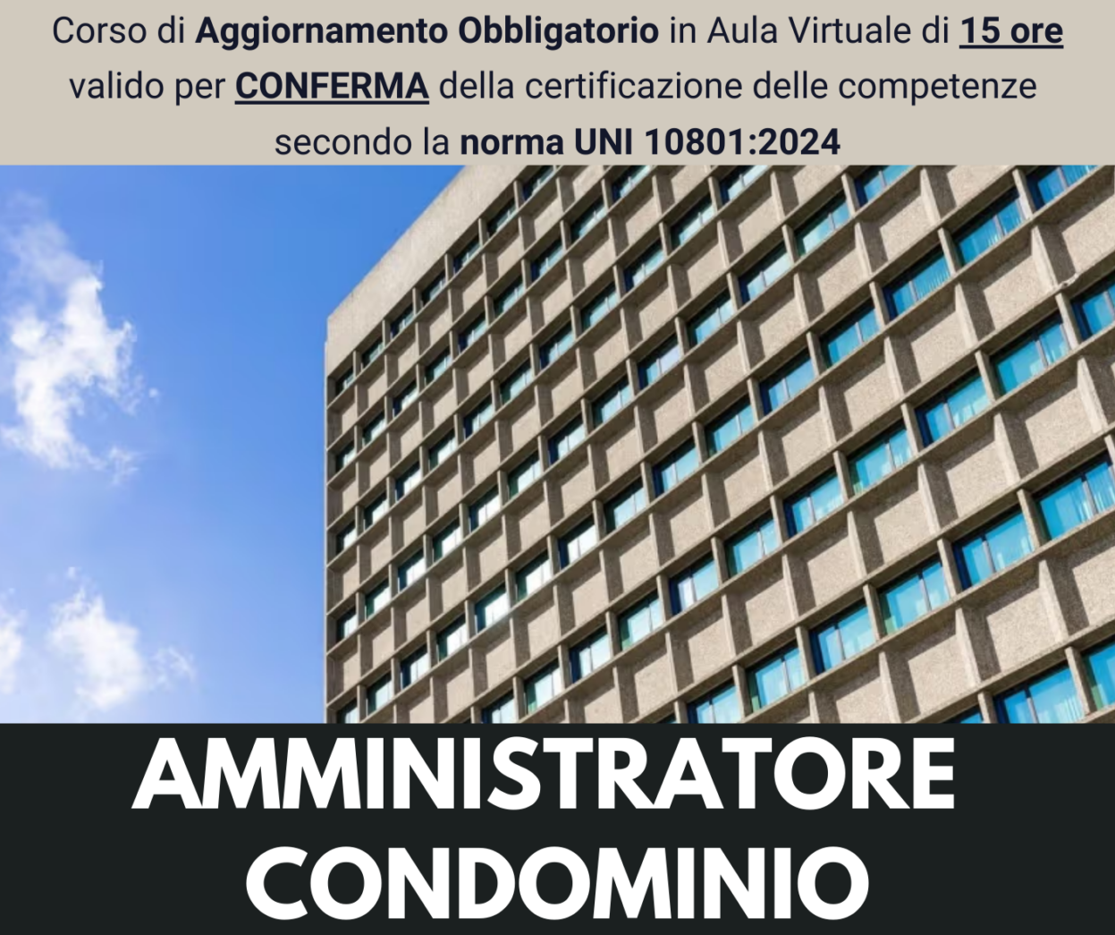 Corso di Aggiornamento Obbligatorio - AMMINISTRATORE DI CONDOMINIO