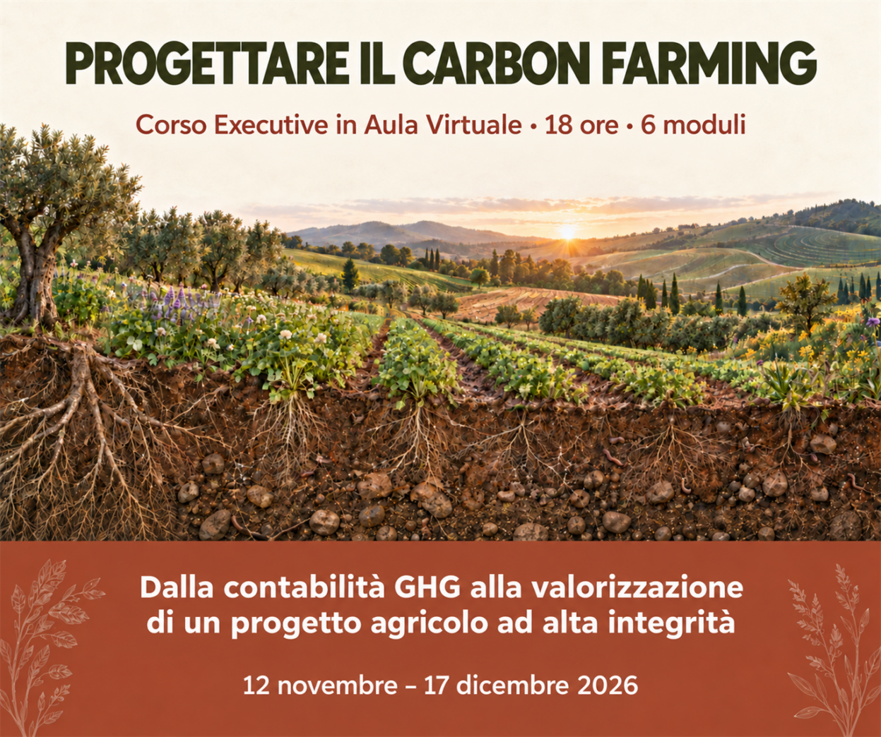 Corso Executive - PROGETTARE IL CARBON FARMING: dalla contabilità GHG alla valorizzazione di un progetto agricolo ad alta integrità