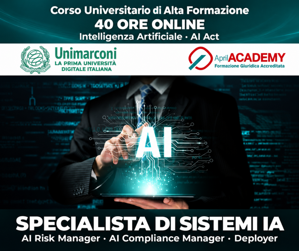 Corso Universitario di Alta Formazione - SPECIALISTA DI SISTEMI I.A.: AI RISK & COMPLIANCE MANAGER - DEPLOYER - Ed. Novembre 2026