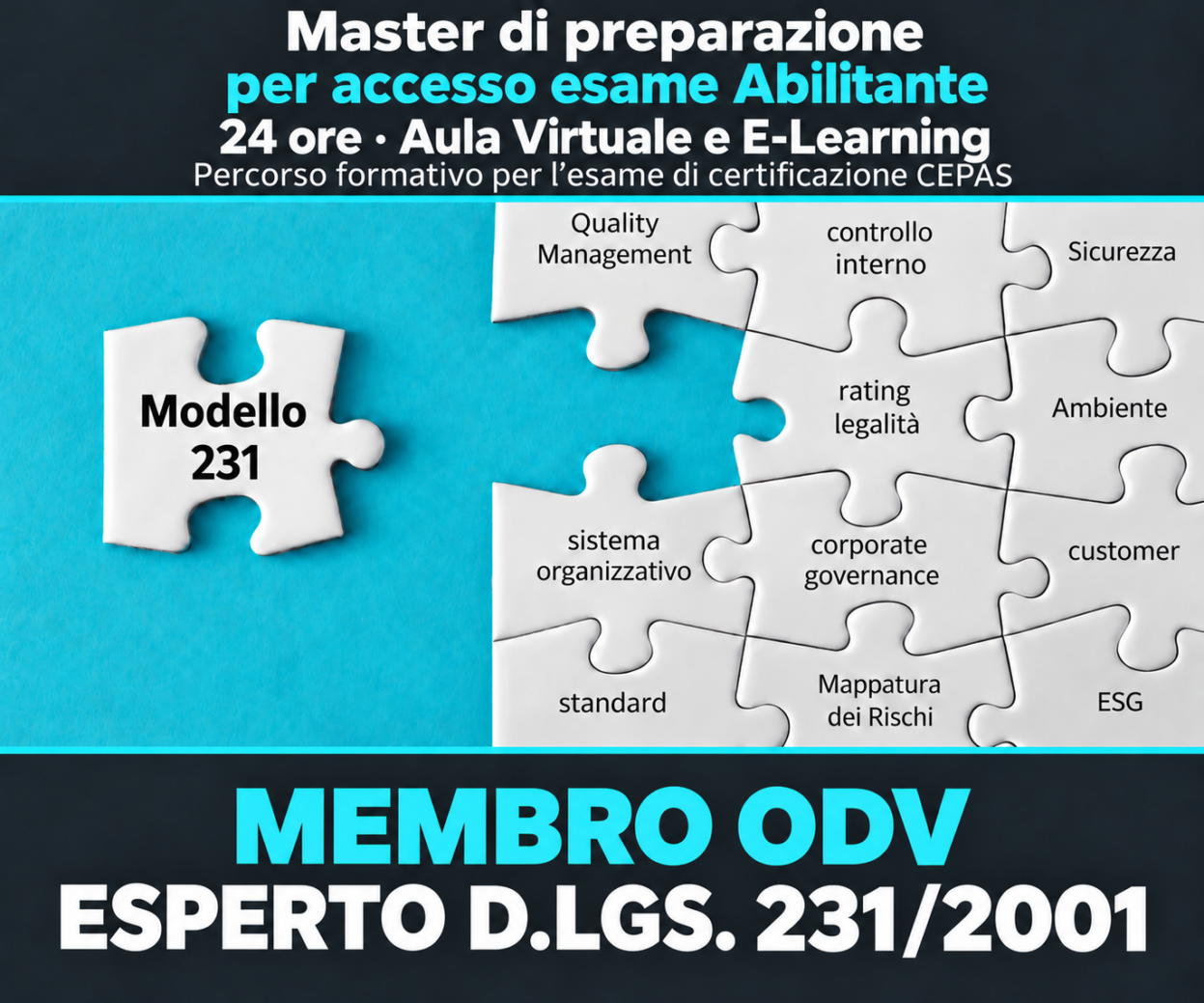 Master di preparazione all'esame Abilitante - MEMBRO ORGANISMO DI VIGILANZA (ODV) ED ESPERTO D.LGS. 231/2001 - 8° Edizione - Novembre 2026